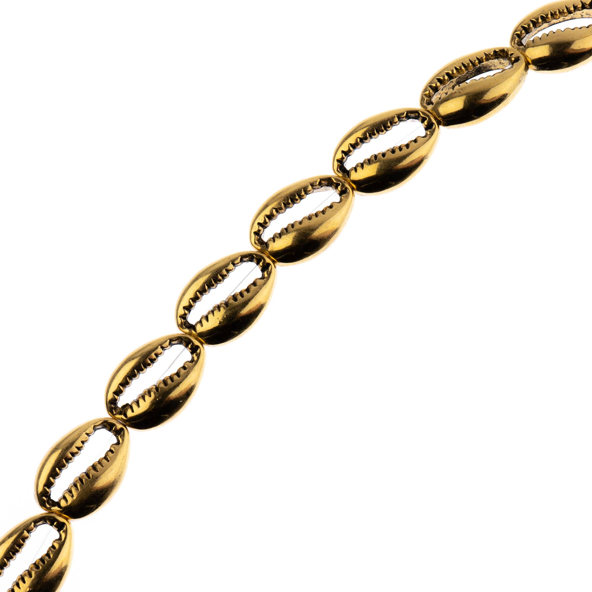 John Bead Antique Gold Metal Cowrie Beads, 16mm